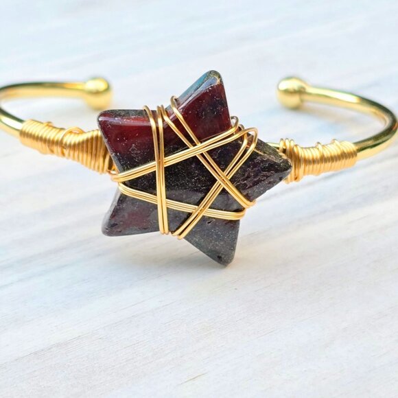 Dragons Blood Star Wire Wrap Cuff w/ 14Kt Gold Over Copper – Handmade & NWT - Picture 3 of 10